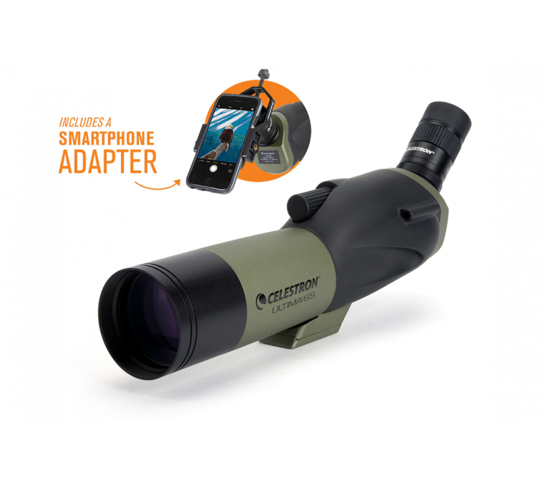  Ultima 18-55x65mm Angled Zoom Spotting Scope with Smartphone Adapter 