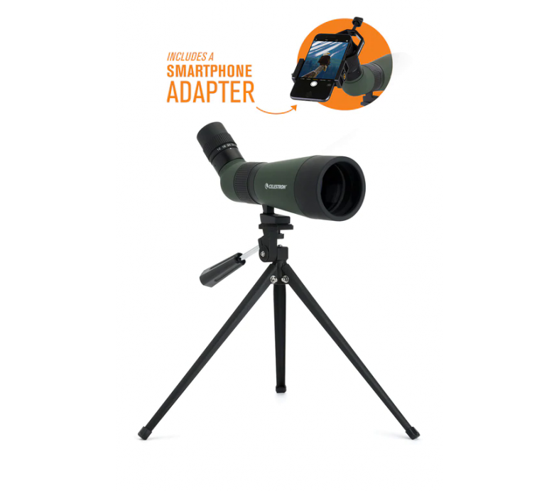  LandScout 12-36x60mm Angled Zoom Spotting Scope with Table-top Tripod and Smartphone Adapter 